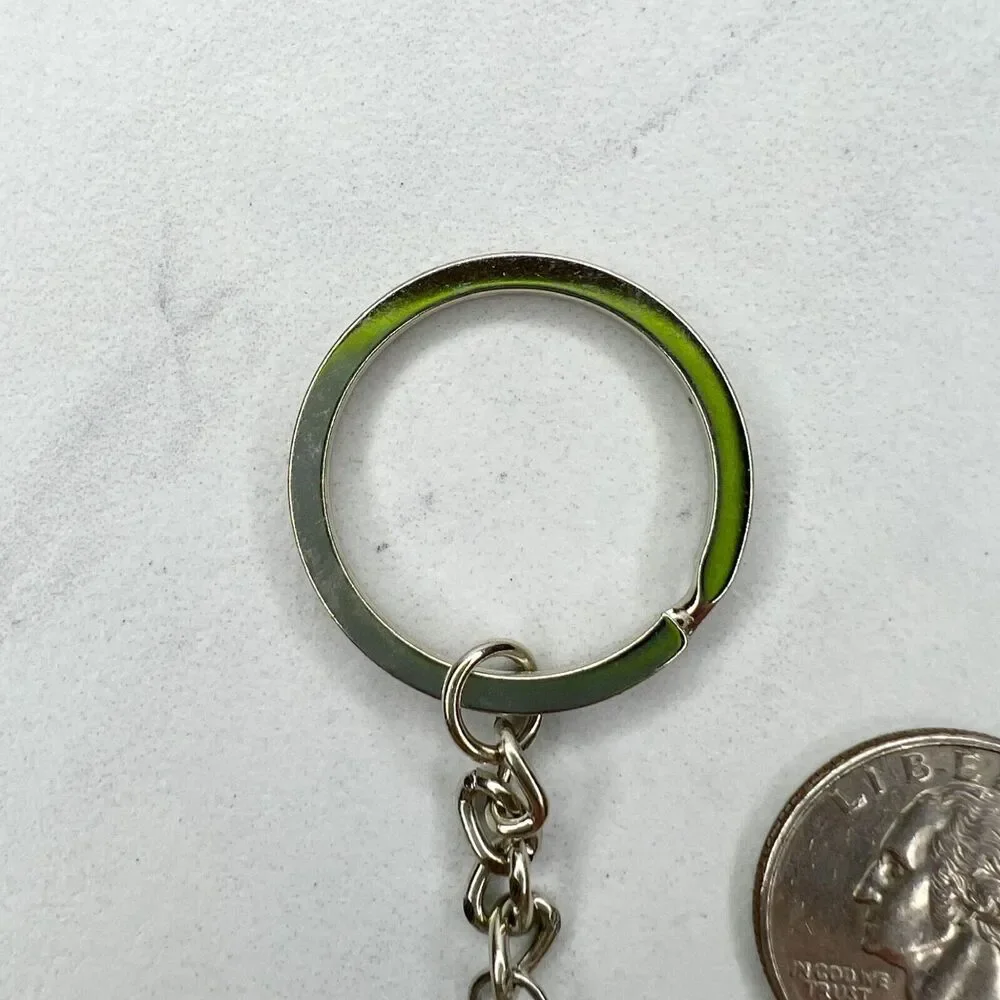 Silver Tone Spring Beehive Swirl Keychain Keyring